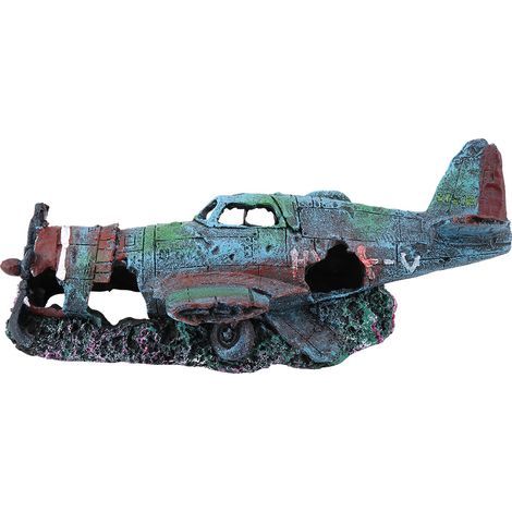 Künstliches, beschädigtes Flugzeug-Aquarium-Ornament, Landschaftsdekoration (1/5)