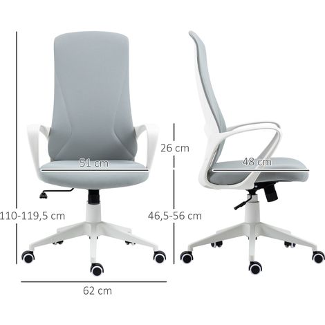 Drehbarer Bürostuhl, höhenverstellbar, mit Armlehnen, Wippfunktion, hoher Rückenlehne, 62 x 56 x 110–119,5 cm, Grau (1/5)