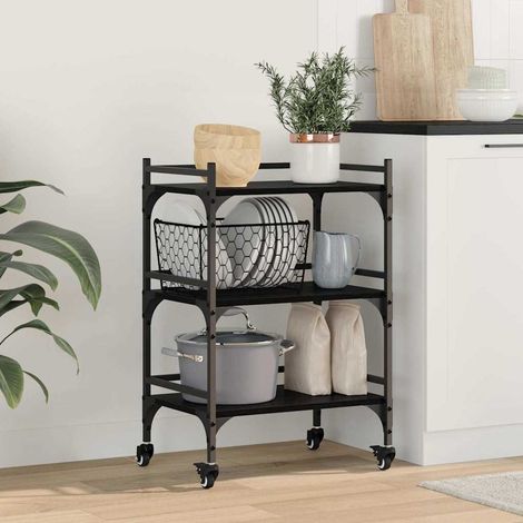 vidaXL  Kitchen Trolley  Black Oak 50 x 35 x 75.5 cm Engineered Wood (1/5)
