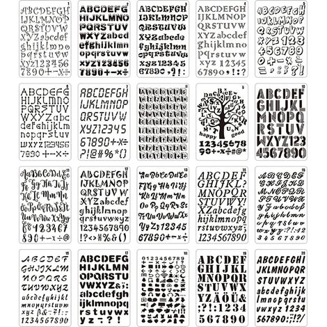 20 PET Stencils with Letter and Number Templates (1/4)