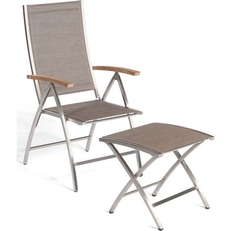Sonnenpartner Paragon Klappsessel Klappstuhl mit Fußhocker Edelstahl/Textilen (1/3)