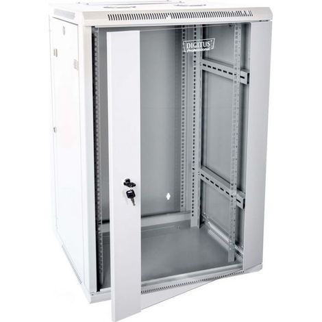 19" 12U Rack 600x600 Wall Hung Network Cabinet, Door Glass, Grey, Split, Folded, 60kg (1/2)