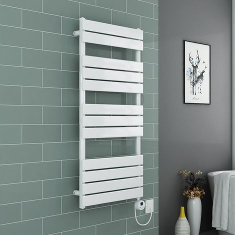 Flat Dual Fuel Electric Thermostatic Towel Rail 1200x600mm White (1/5)