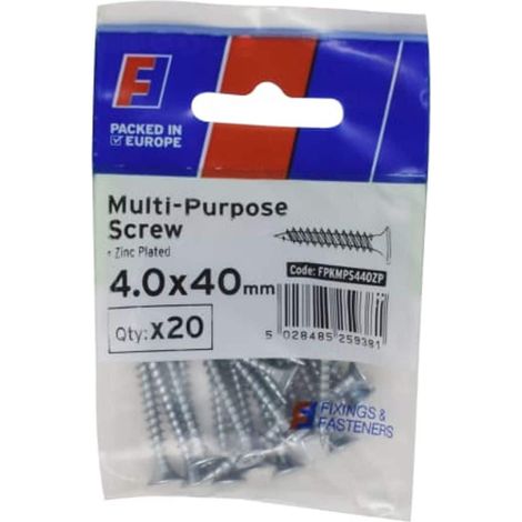 ForgeFix Multi-Purpose Pozi Screw CSK ST ZP 4. x 40mm ForgePack 20 FORFPMS440Z