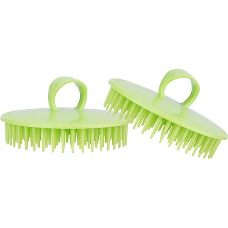 Peigne de massage du cuir chevelu en silicone vert, brosse à shampoing manuelle pour lavage des cheveux et stimulation des méridiens (1/5)