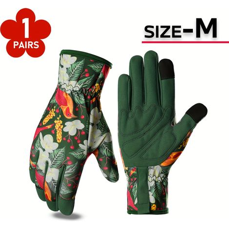 1 paires de gants de jardinage pour femmes à motifs floraux - Anti-épines, anti-perforation, en polyester résistant avec design ergonomique et poignée antidérapante (1/5)