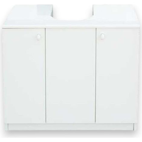 Mobiletto da bagno 2 ante copri colonna per lavabo in legno laccato bianco Lisa (1/2)