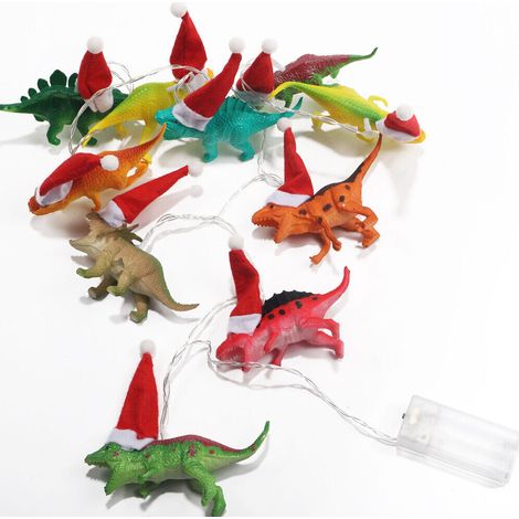 Guirlande lumineuse dinosaure de Noël, guirlande lumineuse pour salle de fête, 1,5 mètre de long, 10 lumières, cadeau pour enfants, guirlande lumineuse de Noël populaire. (1/5)