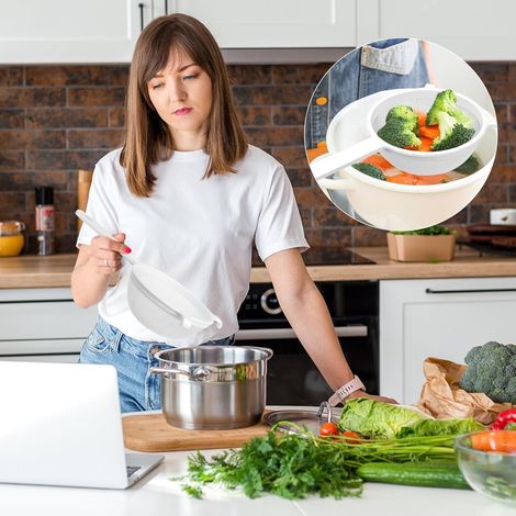 Set de 4 Egouttoir Rond en Nylon Passoires, Passoire à Thé ø 8 cm Passoire de Cuisine ø 10 cm ø 14 cm ø 18 cm Blanc (1/5)