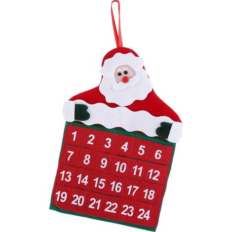 Decorations of Christmas in fabric with pochettes, Joyeux Christmas, Pere Christmas, Calendrier of l'Avent, Ornament of count to rebours (1/5)