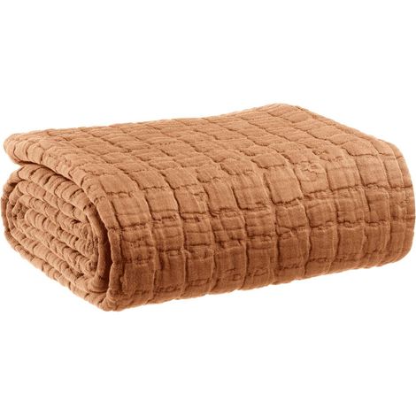 VIVARAISE - Plaid Swami en coton 100%, marron Moka - 130 x 200 cm (1/3)