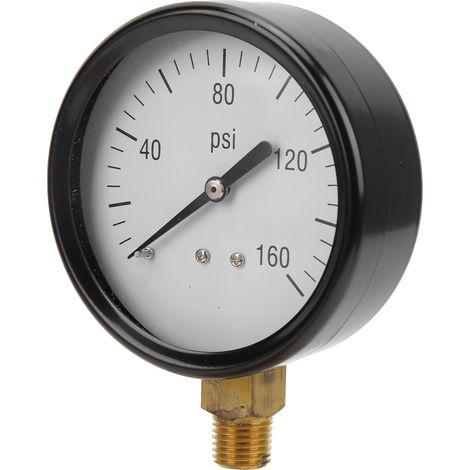 Manomètre radial circulaire Y80 0-160 psi, raccord laiton 1/4 NPT, pour pompe d'irrigation et système hydraulique, cadran lisible, mesure de pression précise. (1/5)