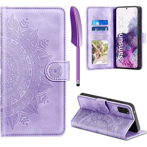 Samsung Galaxy S20 Hülle mit Kartenfach, Ständer und Magnetverschluss, Hellviolett (1/5)