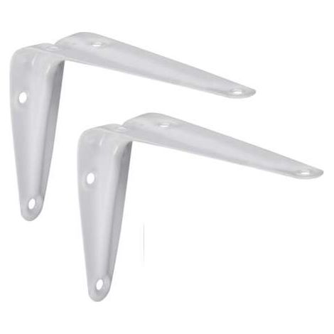 2x Equerre console rigide en acier pour étagère à visser Meuble Support Renfort Mural Universel Décoration DIY Tablette Fixation, 300 x 350mm blanc