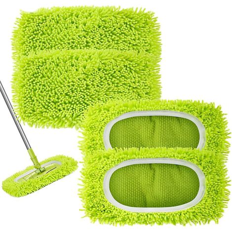 Vert, 2 lingettes en microfibre, recharges pour balai vapeur, lingettes humides, lingettes lavables réutilisables, lingettes de rechange lavables (1/5)