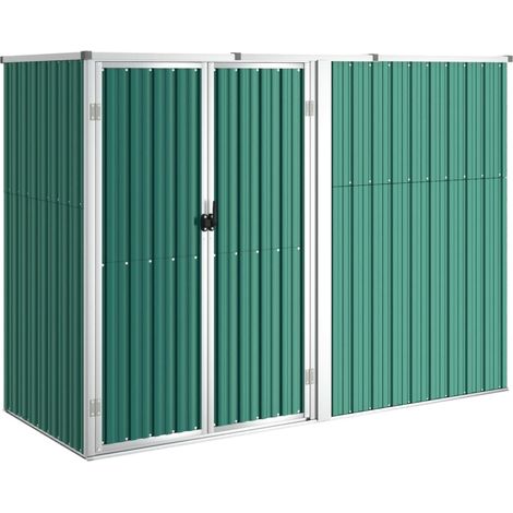 Abri de jardin vert 225x89x161 cm, Acier galvanisé, Armoire de rangement extérieur, Résistant pluie et UV, Pour outils et mobilier de jardin