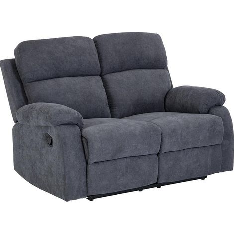 Vente-Unique – Canapé relax 2 places en tissu 100% polyester – Inclinaison 130° – Piètement métal – Confort équilibré – Gris anthracite