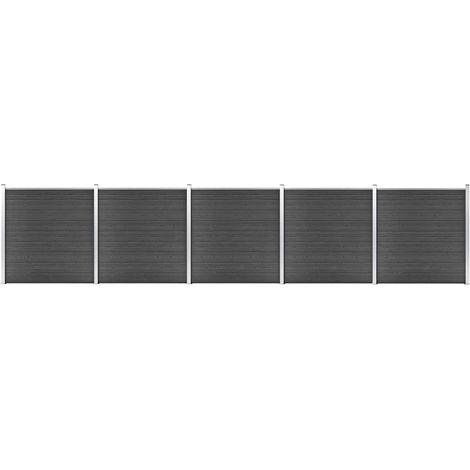 Zaunelement Set WPC 872x186 cm Schwarz