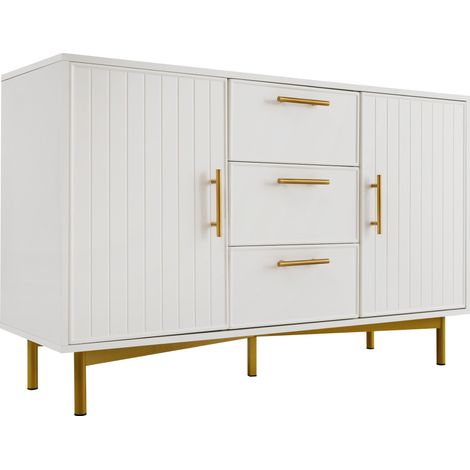 Cassettiera bianca con 2 ante e 3 cassetti 120 x 75 x 40 cm HOMVRA (1/5)