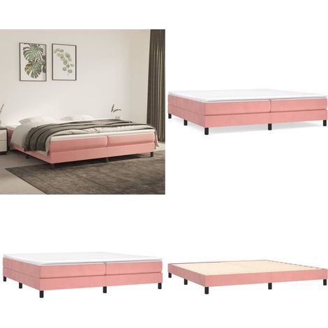Bettgestell Rosa 200x200 cm Samt - Samtbett - Rosa Bettgestell - Doppelbett Gestell - Boxspringbetten - Schlafzimmer Dekoration - Home & Living (1/5)