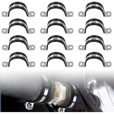 U-collier de Serrage Inox, Collier de Serrage Métallique, Clips de Fixation Convient aux Usines Entrepôts Jardins Fermes Cuisines Salles Bains Systèmes Drainage Extérieurs (M25) (1/5)