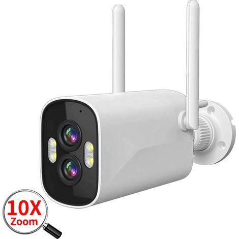 Cámara de seguridad exterior de 3.0 MP con doble antena, PoE a color, compacta, resistente a la intemperie, cámara IP WiFi HD con transmisión en vivo, zoom 10X, cámara de vigilancia con visión nocturn (1/5)