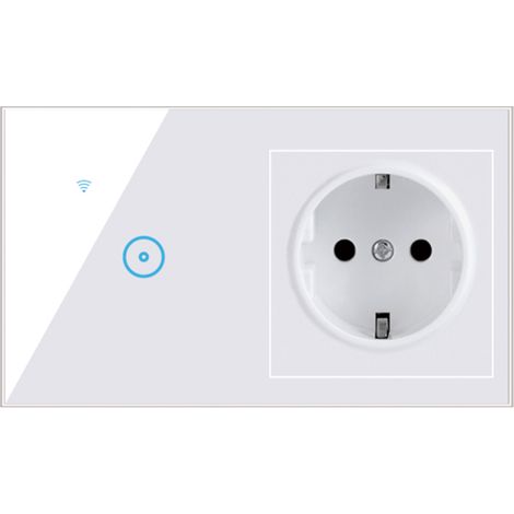 Presa a muro Wi-Fi intelligente, 95-250 V, con semplice interruttore a sfioramento. Compatibile con Smart Life, controllo vocale/Assistente Google, standard UE. (1/5)