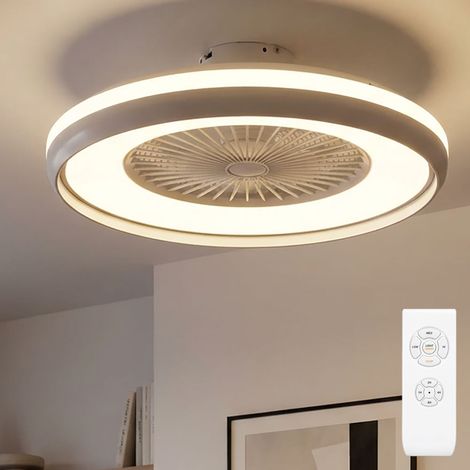 Ventilateur de plafond plafonnier plafonnier ventilateur lampe de salon, télécommande CCT minuterie 3 niveaux, 1x LED 32W 3000Lm blanc chaudblanc froid, DxH 60x20cm (1/5)