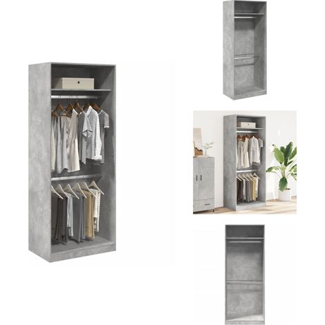 Kleiderschrank Betongrau 80x50x200 cm Holzwerkstoff - Kleiderschrank - Kleiderschränke - Schrank - Kleider Organizer (1/5)
