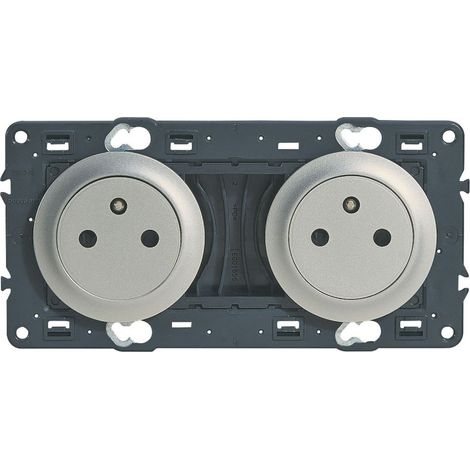 Legrand 099755 Céliane Surface pre-wired double power outlet - titanium with bracket