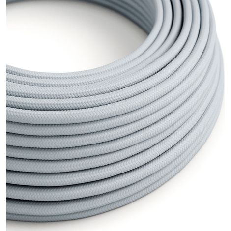 Creative-Cables, Cavo elettrico rivestito in tessuto, Grigio Azzurro RM30, 2 x 0,75 mm², 50 m, Rotondo, effetto seta
