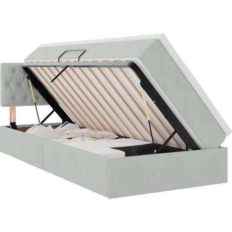 Maison Exclusive - Letto con contenitore LED e materasso Grigio Chiaro