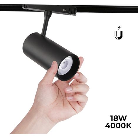 Faretto LED a binario magnetico 48V - 18W - Nero - Bianco Neutro (1/5)