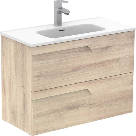ROYO VITALE Mueble de Baño con Lavabo Fondo Reducido 2 Cajones Beige Nature - Medida: 80 cms - ref: C0072593 (1/5)