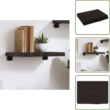 Wandregal Dunkelbraun 40x30x(2-4) cm Massivholz Eiche Behandelt - Wandregal - Eichendielen - Holzmöbel - Rustikal - Wohnraum Dekoration (1/5)