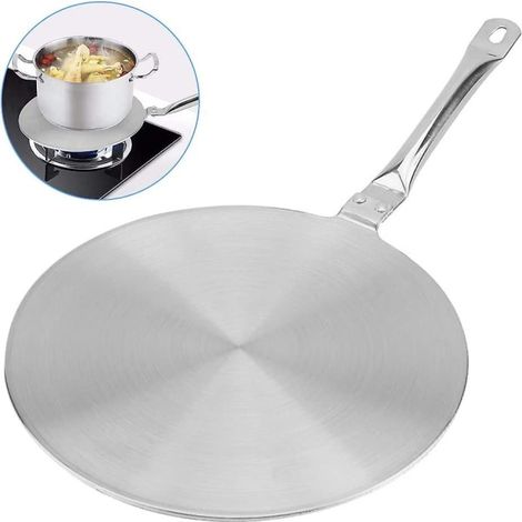 Adaptateur induction, disque convertisseur pour plaque à induction, diffuseur de chaleur en acier inoxydable avec poignée résistante à la chaleur, diamètre 20 cm. (1/5)