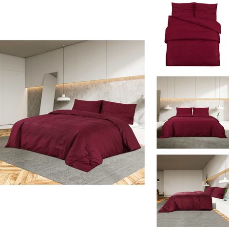 Ensemble de housse de couette Bordeaux 200x200 cm Microfibre - Housses De Couette - Linge De Lit - Literie - Microfibre - Housse De Couette Bordeaux (1/5)