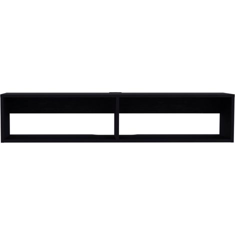 Scaffale multimediale in melamina Rockwood con due ripiani , 25.3 cm X 121.1 cm X 32 cm , Nero (1/5)