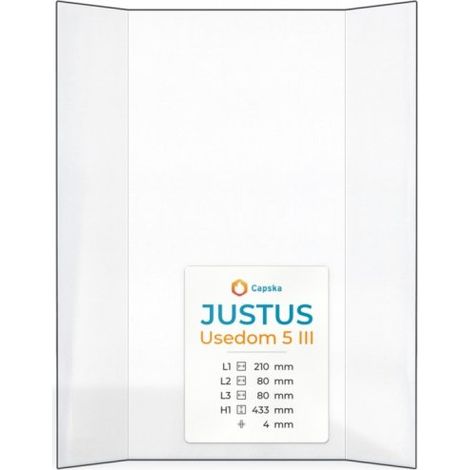 Vitre Justus USEDOM 5 III - Verre Prismatique pour poêle à bois - (80 + 210 + 80) x 433 mm (L2+L1+L3 x H1) - 4 mm