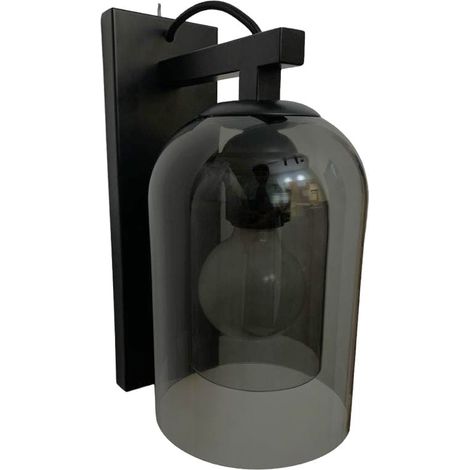 Bell – schwarze Wandleuchte, graues Glas (1/2)