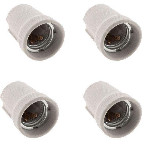 Lot de 4 douilles E27 porcelaine à vis - blanc - Zenitech
