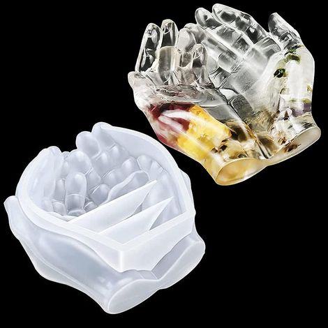Moule en Resine Epoxy, Moules 3D à Deux Mains en Silicone Resine pour Bougeoir, Cendriers, Boîtes de Rangement, Ornements Décoratifs (1/5)