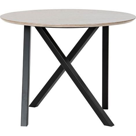 Table d'appoint en bois et métal coloris naturel / noir - diamètre 65 x hauteur 49 cm -PEGANE- (1/3)