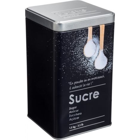 Contenitore da cucina per zucchero in ferro Nero 1,5kg 10,8x10,8x h18,4 cm (1/2)