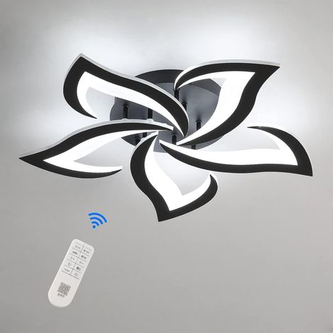 Plafonnier LED Dimmable, 45W 3000K-6500K Lampe de Plafond avec Télécommande, Créatif Pétales Design Luminaire Plafonnier Moderne 60cm (1/5)