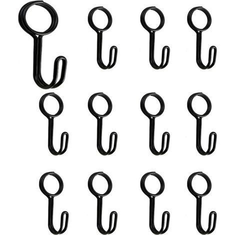 Set mit 12 Spiralhaken mit Öse – Universalhaken – für Anhänger, Planen, Boote, Motorräder, Fahrräder – Schwarz