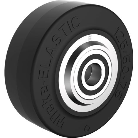 Roue caoutchouc EASYROLL® NOIR, 125 x 50 alésage 20 longueur de moyeu 60 mm roulement à billes (1/2)