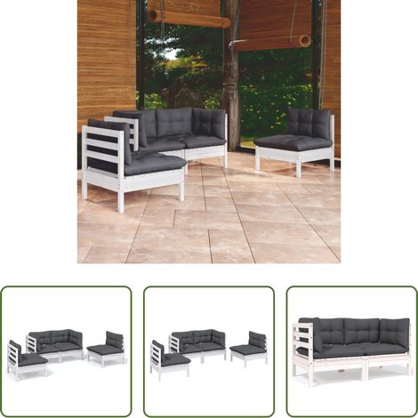 vidaXL Terrassensofa -  4-tlg. Garten-Lounge-Set mit Kissen Kiefer Massivholz (1/5)