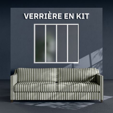 Verrière 4 Carreaux - En Kit - Blanc - Verre Dépoli