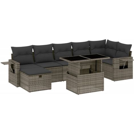 Maison Exclusive - Set de sofás de jardín y cojines 8 piezas ratá (1/5)